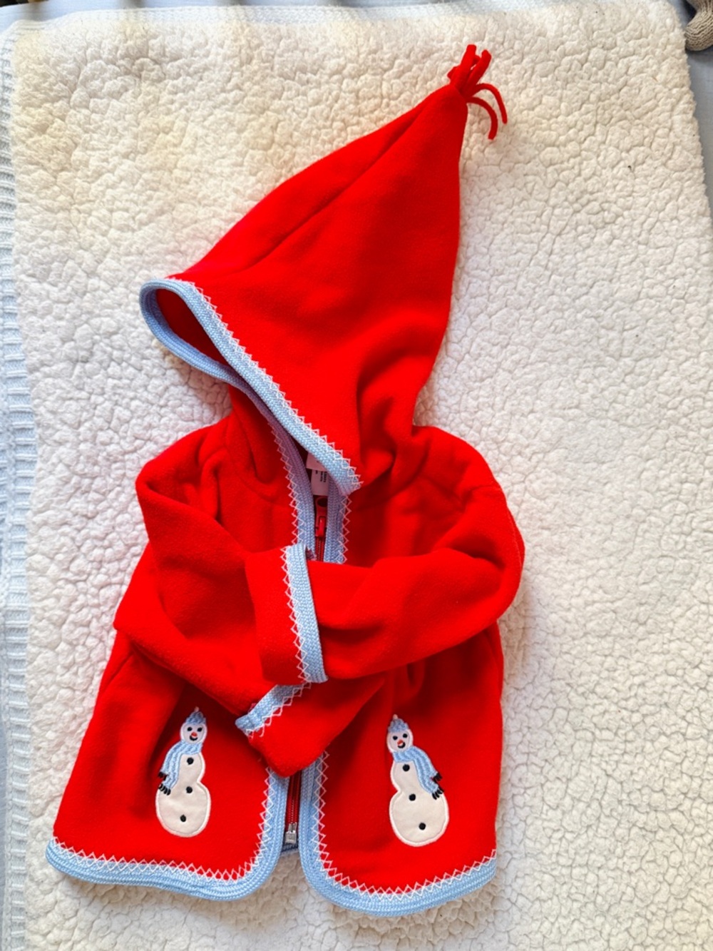 Hanna Andersson Red Fleece Snowman Hoodie 3-6M